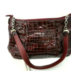Brighton Burgundy Croc-Embossed Bag